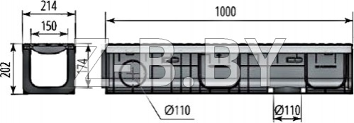Лоток водоотводный PROFI DN150 H202 E600 комплект