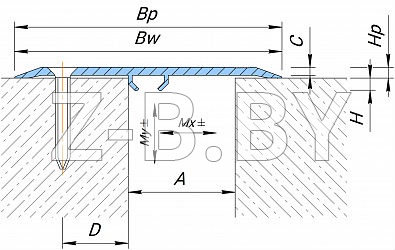 Профиль деформационного шва Dewmark Wall AV 14 для стен, потолков, фасадов. Поверхностная установка