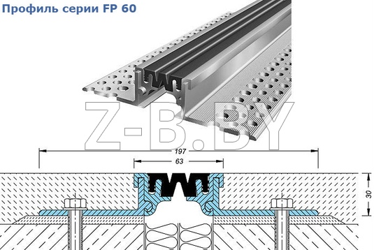 Профиль деформационного шва Migua серии FPG 55, FP 60, FP 60/… Ms, Ni для полов с напряженным режимом эксплуатации и повышенными гигиеническими требованиями