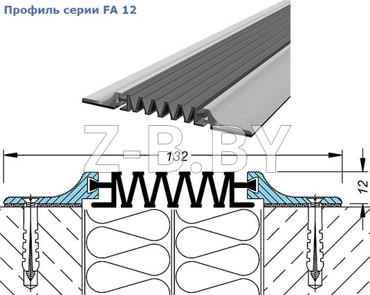 Профиль деформационного шва Migua серии FA 12, FA 25 для стен, потолков, фасадов. Поверхностная установка