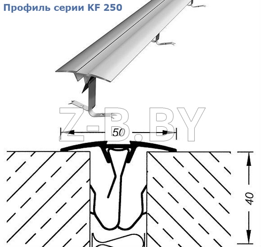 Профиль деформационного шва Migua серии KF 250, KF 55 для стен, потолков, фасадов. Поверхностная установка