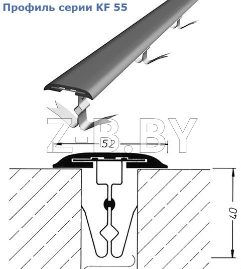 Профиль деформационного шва Migua серии KF 250, KF 55 для стен, потолков, фасадов. Поверхностная установка