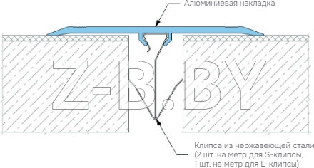 Профиль деформационного шва Dewmark Standart SV 13 для пола. Накладной