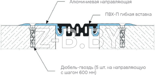 Профиль деформационного шва Dewmark Standart SV 24 для пола. Накладной