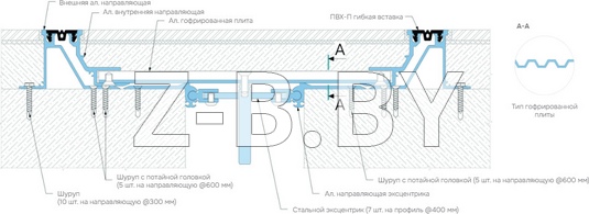 Профиль деформационного шва Dewmark Standart SV 29 для пола. Закладной