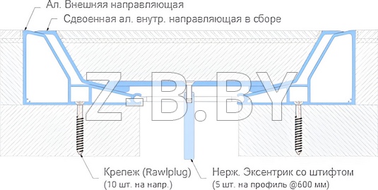 Профиль деформационного шва Dewmark Standart SV 320 для пола. Закладной