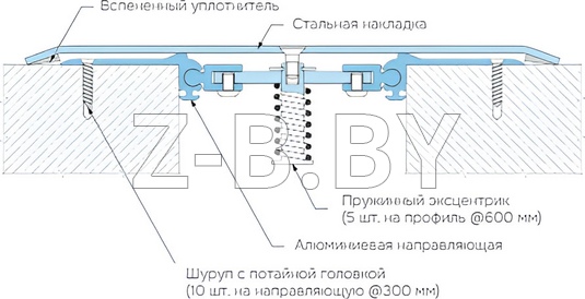 Профиль деформационного шва Dewmark Standart SV 33 для пола. Накладной Профиль деформационного шва Dewmark Standart SV 33 для пола. Накладной