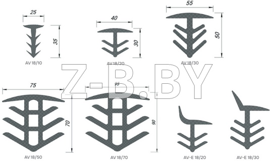 Профиль деформационного шва Dewmark Wall AV 18 для стен, потолков, фасадов. Поверхностная установка