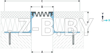 Профиль деформационного шва Dewmark Wall AV 19 для стен, потолков, фасадов. Закладной