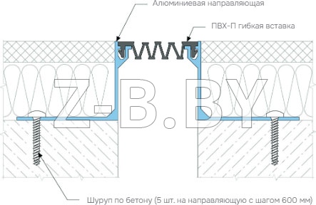 Профиль деформационного шва Dewmark Wall AV 19 для стен, потолков, фасадов. Закладной
