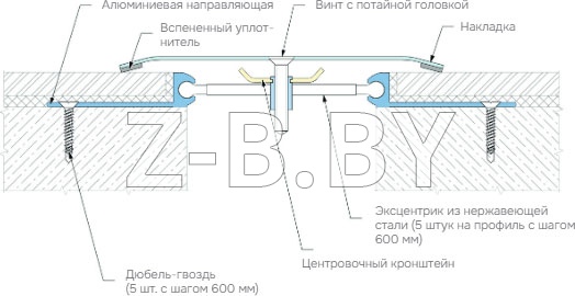 Профиль деформационного шва Dewmark Wall AV 25 для стен, потолков. Закладной