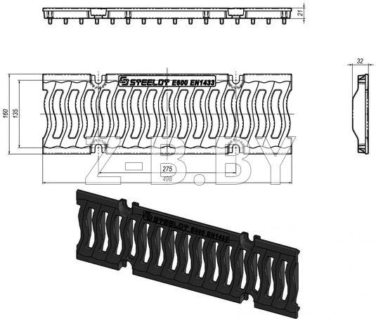 Решетка чугунная SteePro DN110 (В1121Е)