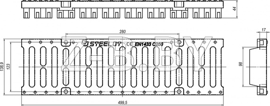 Водоотводная полиамидная решетка SteeStart DN100 Водоотводная полиамидная решетка SteeStart DN100
