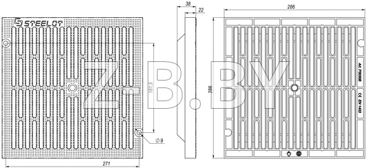Пластиковая водоприемная решётка для дождеприемника Стиль 300х300