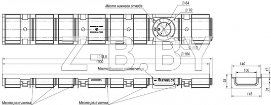 Лоток водоотводный SteeStart DN100 H68 высокий борт Лоток водоотводный SteeStart DN100 H68 высокий борт