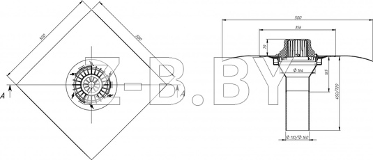Frachmann VM/H 110x450 Воронка с битумным фартуком