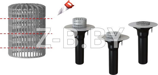 Frachmann VO-PVC 110x450 Воронка обогреваемая с корпусом из ПВХ и листвоуловителем